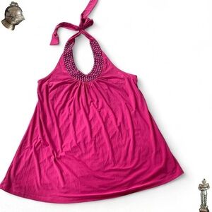 Fashion Bug Y2K vintage beaded pink halter top